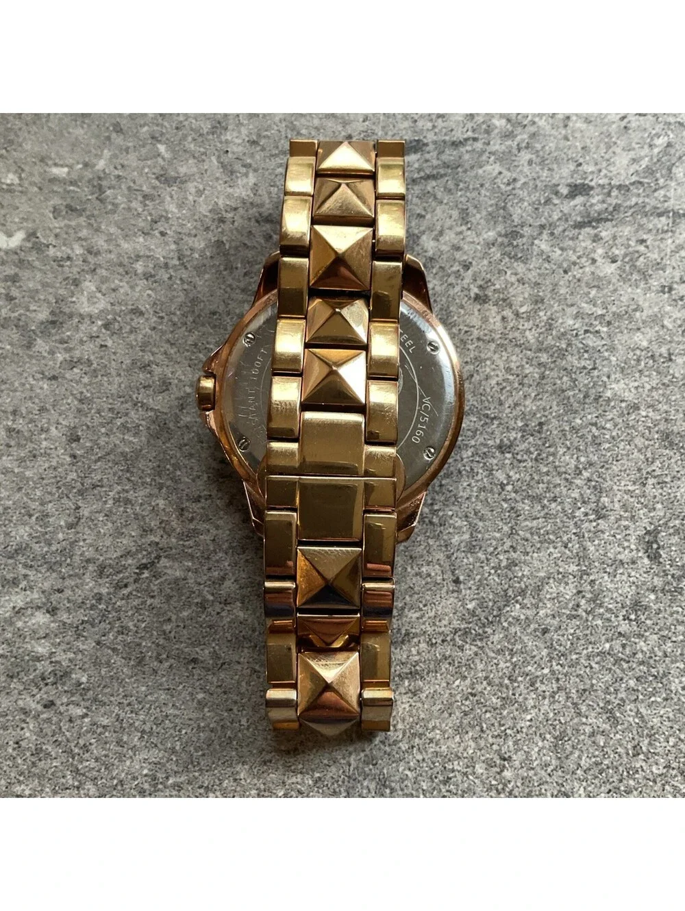 Vince Camuto Rose Gold Tone Womens Watch VC5160 Crystal Accent Bezel 38mm A18